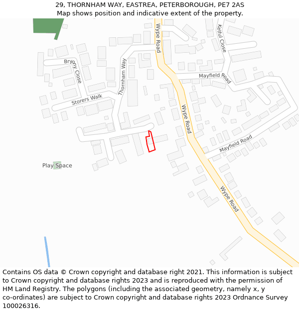 29, THORNHAM WAY, EASTREA, PETERBOROUGH, PE7 2AS: Location map and indicative extent of plot