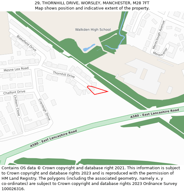 29, THORNHILL DRIVE, WORSLEY, MANCHESTER, M28 7FT: Location map and indicative extent of plot