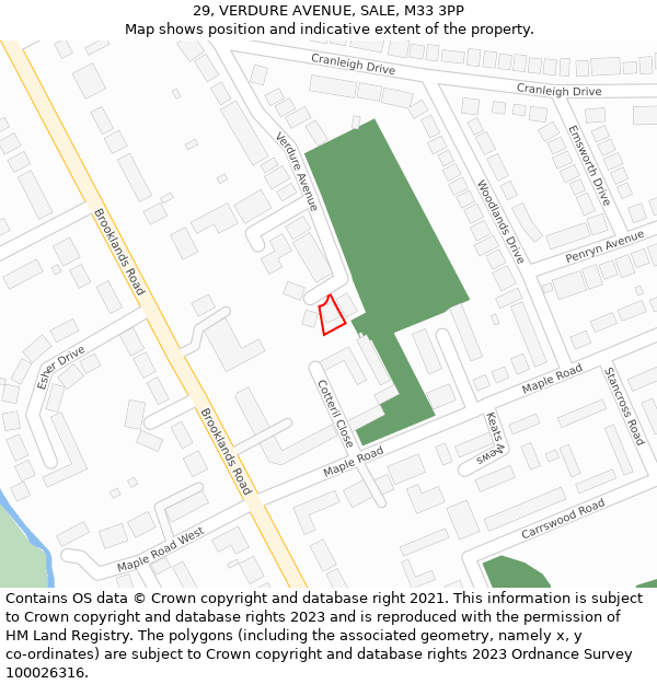 29, VERDURE AVENUE, SALE, M33 3PP: Location map and indicative extent of plot