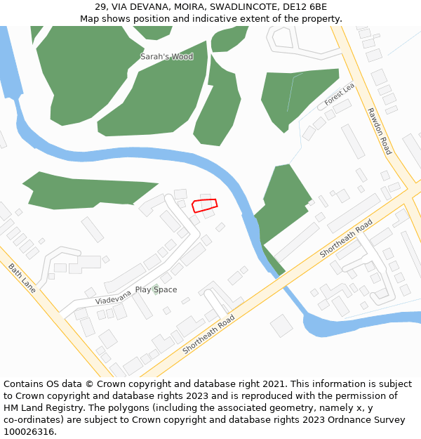 29, VIA DEVANA, MOIRA, SWADLINCOTE, DE12 6BE: Location map and indicative extent of plot