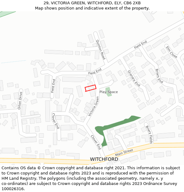 29, VICTORIA GREEN, WITCHFORD, ELY, CB6 2XB: Location map and indicative extent of plot