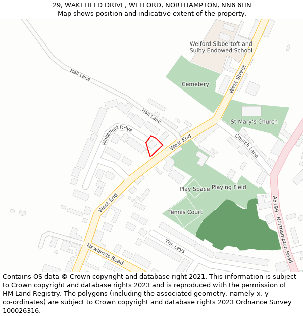 29, WAKEFIELD DRIVE, WELFORD, NORTHAMPTON, NN6 6HN: Location map and indicative extent of plot