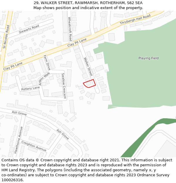 29, WALKER STREET, RAWMARSH, ROTHERHAM, S62 5EA: Location map and indicative extent of plot
