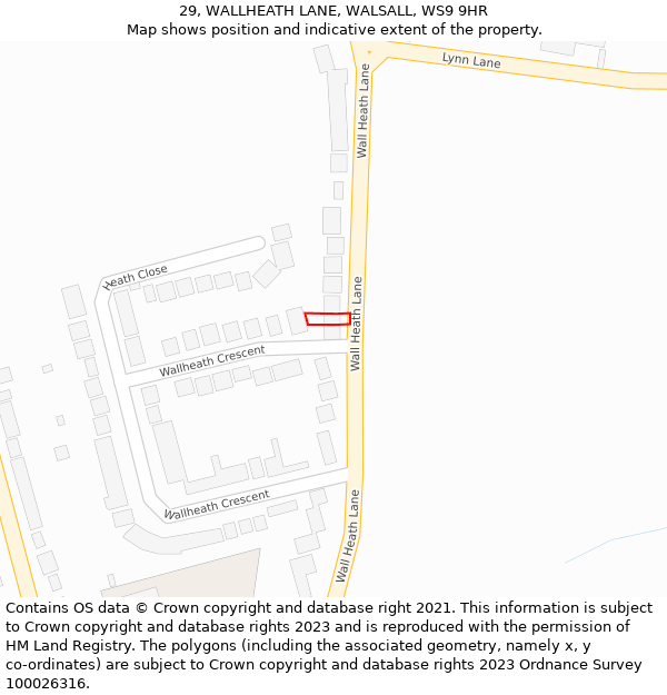 29, WALLHEATH LANE, WALSALL, WS9 9HR: Location map and indicative extent of plot