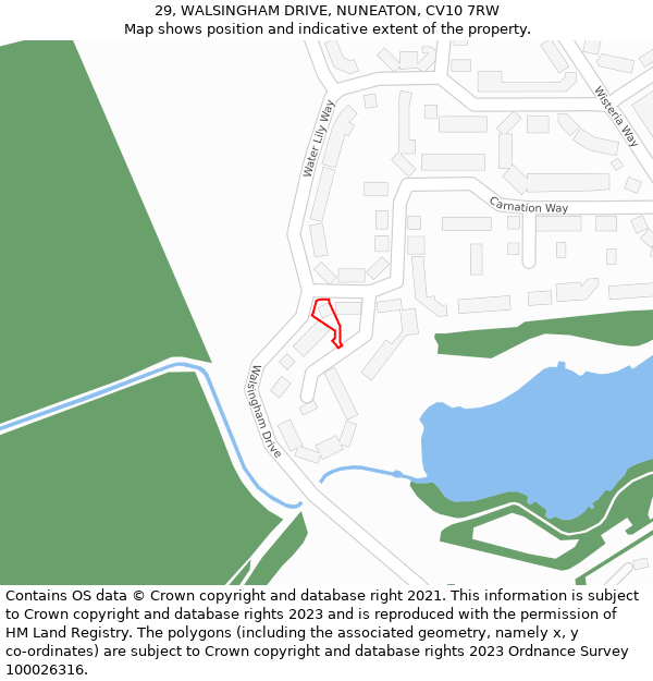29, WALSINGHAM DRIVE, NUNEATON, CV10 7RW: Location map and indicative extent of plot