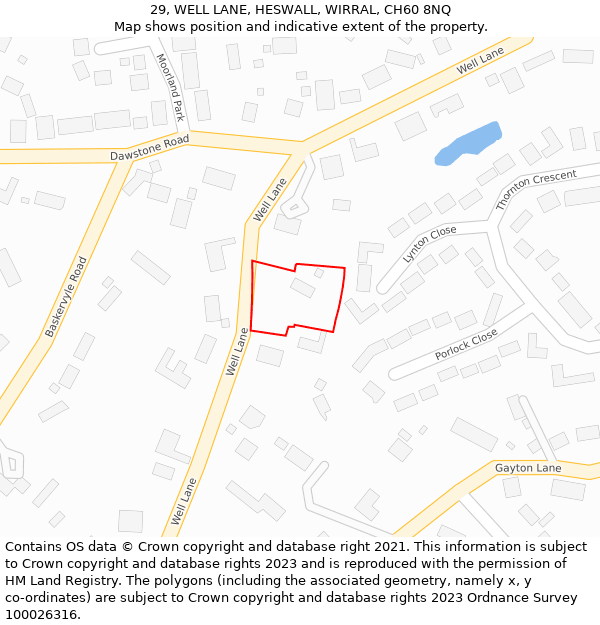 29, WELL LANE, HESWALL, WIRRAL, CH60 8NQ: Location map and indicative extent of plot