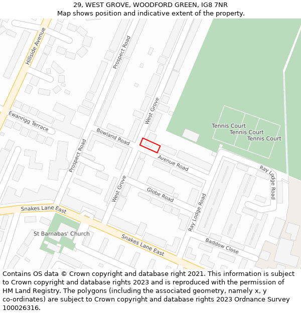 29, WEST GROVE, WOODFORD GREEN, IG8 7NR: Location map and indicative extent of plot