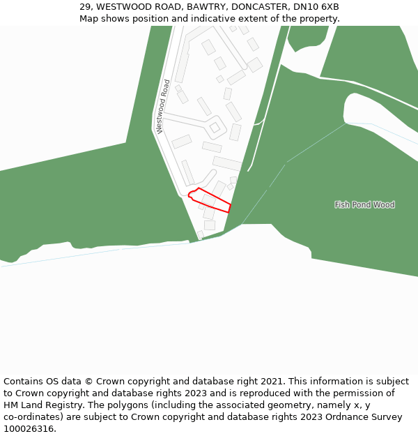 29, WESTWOOD ROAD, BAWTRY, DONCASTER, DN10 6XB: Location map and indicative extent of plot