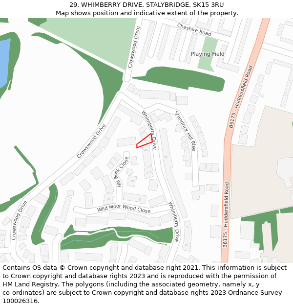 29, WHIMBERRY DRIVE, STALYBRIDGE, SK15 3RU: Location map and indicative extent of plot