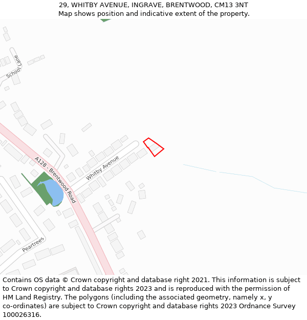 29, WHITBY AVENUE, INGRAVE, BRENTWOOD, CM13 3NT: Location map and indicative extent of plot