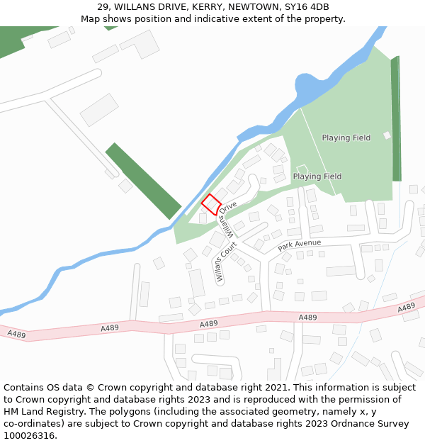 29, WILLANS DRIVE, KERRY, NEWTOWN, SY16 4DB: Location map and indicative extent of plot