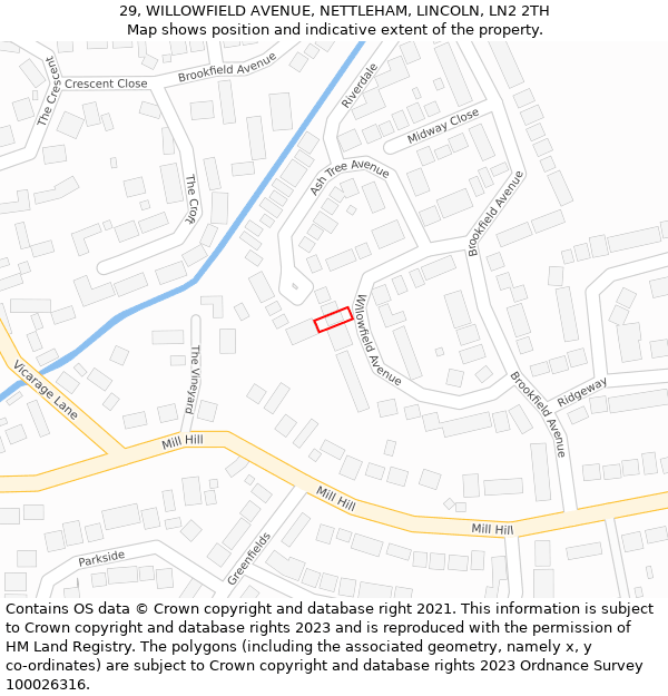 29, WILLOWFIELD AVENUE, NETTLEHAM, LINCOLN, LN2 2TH: Location map and indicative extent of plot