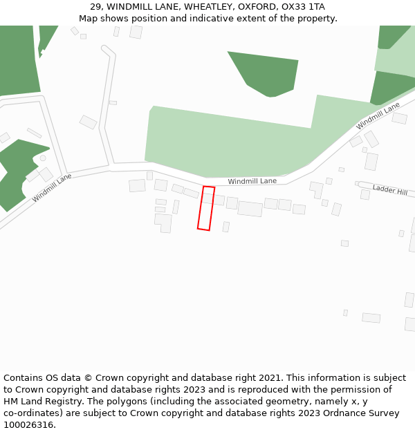 29, WINDMILL LANE, WHEATLEY, OXFORD, OX33 1TA: Location map and indicative extent of plot