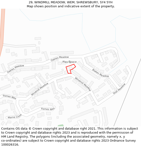 29, WINDMILL MEADOW, WEM, SHREWSBURY, SY4 5YH: Location map and indicative extent of plot