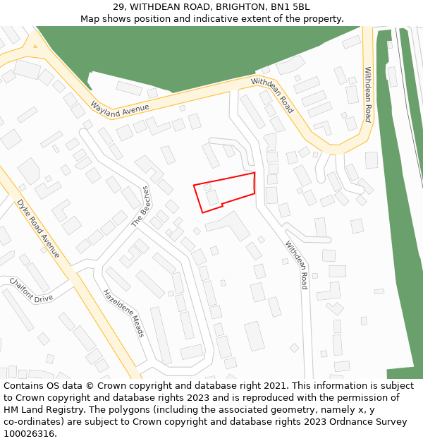 29, WITHDEAN ROAD, BRIGHTON, BN1 5BL: Location map and indicative extent of plot