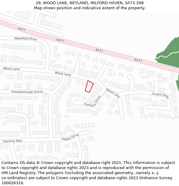 29, WOOD LANE, NEYLAND, MILFORD HAVEN, SA73 1RB: Location map and indicative extent of plot