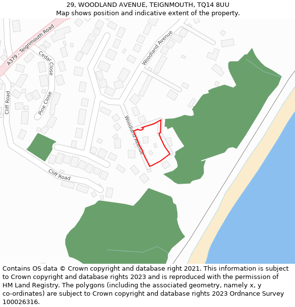 29, WOODLAND AVENUE, TEIGNMOUTH, TQ14 8UU: Location map and indicative extent of plot