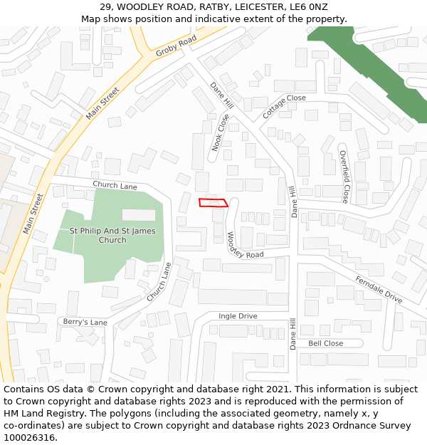29, WOODLEY ROAD, RATBY, LEICESTER, LE6 0NZ: Location map and indicative extent of plot