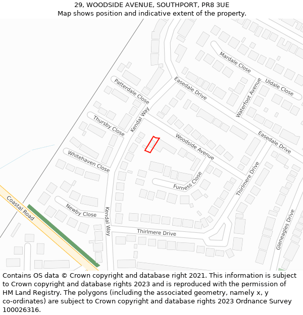 29, WOODSIDE AVENUE, SOUTHPORT, PR8 3UE: Location map and indicative extent of plot