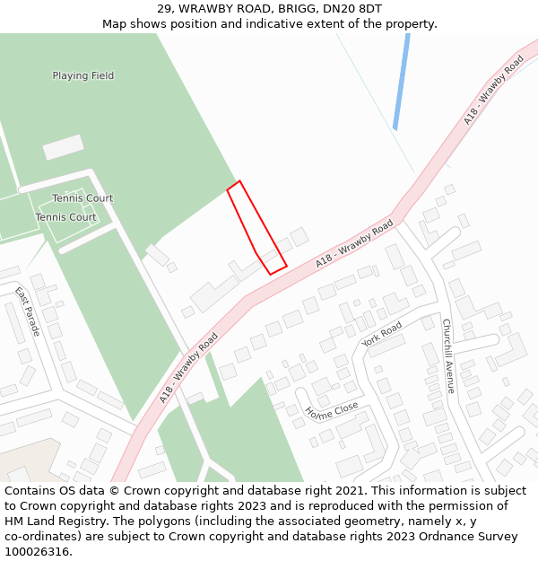 29, WRAWBY ROAD, BRIGG, DN20 8DT: Location map and indicative extent of plot