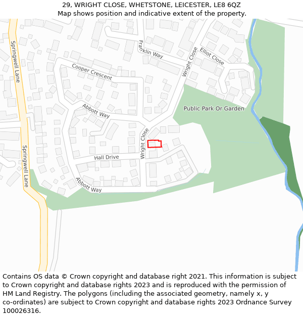 29, WRIGHT CLOSE, WHETSTONE, LEICESTER, LE8 6QZ: Location map and indicative extent of plot