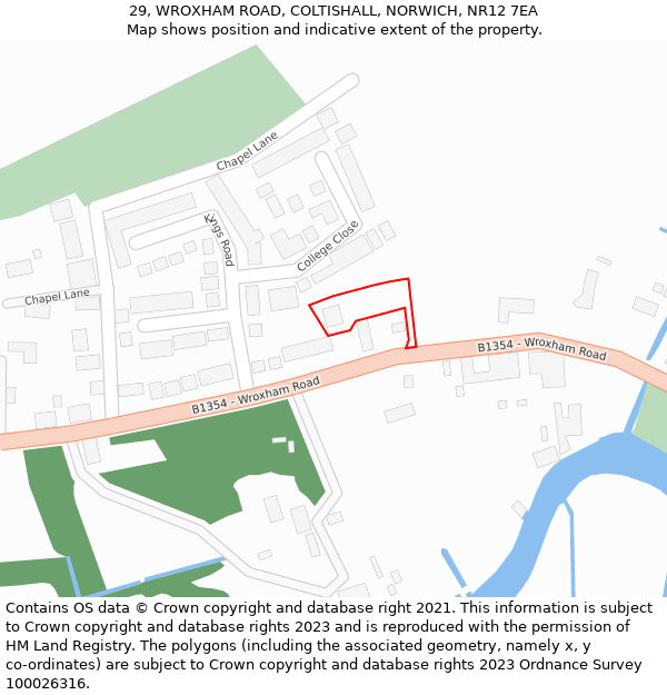 29, WROXHAM ROAD, COLTISHALL, NORWICH, NR12 7EA: Location map and indicative extent of plot