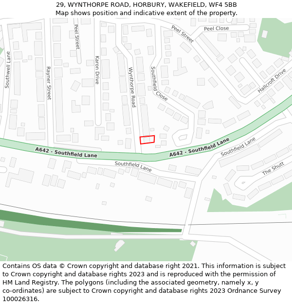 29, WYNTHORPE ROAD, HORBURY, WAKEFIELD, WF4 5BB: Location map and indicative extent of plot