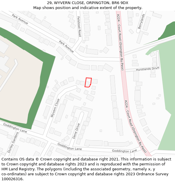 29, WYVERN CLOSE, ORPINGTON, BR6 9DX: Location map and indicative extent of plot