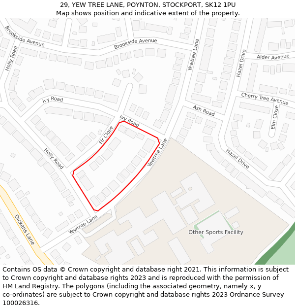 29, YEW TREE LANE, POYNTON, STOCKPORT, SK12 1PU: Location map and indicative extent of plot