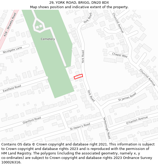 29, YORK ROAD, BRIGG, DN20 8DX: Location map and indicative extent of plot