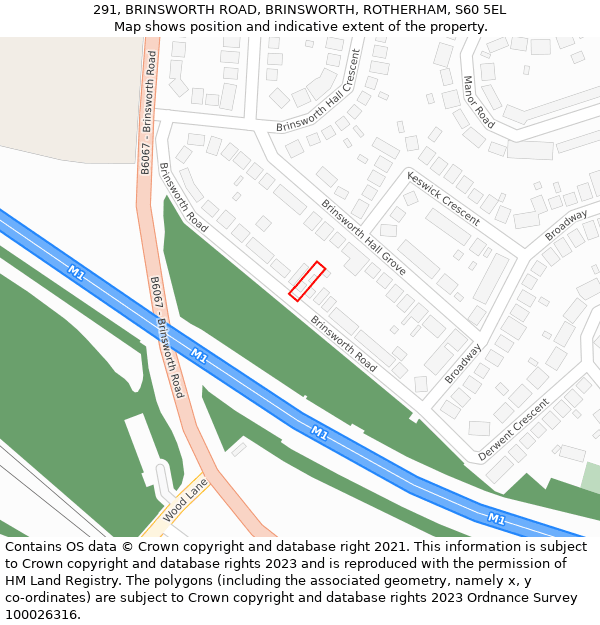 291, BRINSWORTH ROAD, BRINSWORTH, ROTHERHAM, S60 5EL: Location map and indicative extent of plot