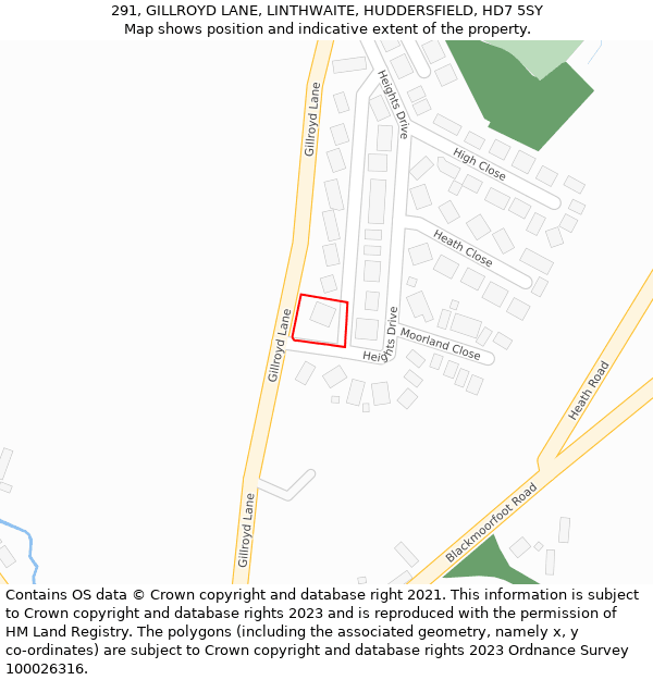 291, GILLROYD LANE, LINTHWAITE, HUDDERSFIELD, HD7 5SY: Location map and indicative extent of plot