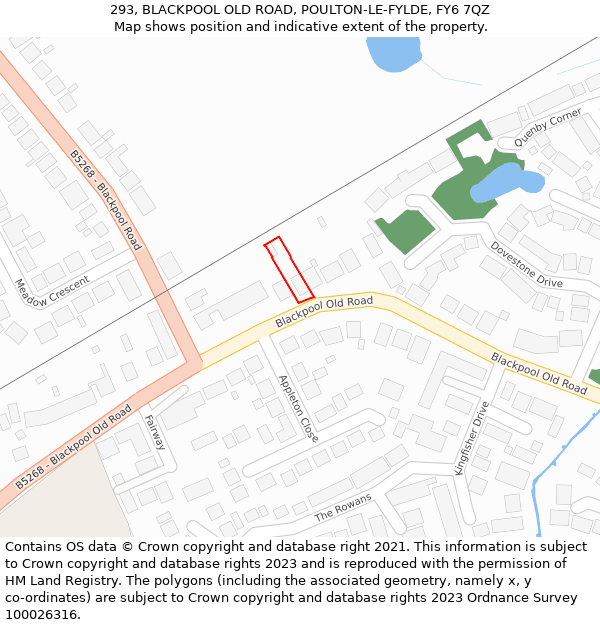 293, BLACKPOOL OLD ROAD, POULTON-LE-FYLDE, FY6 7QZ: Location map and indicative extent of plot
