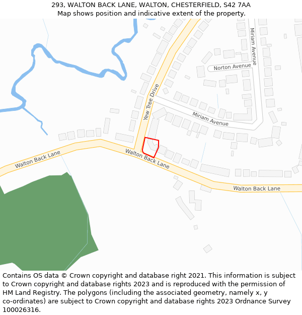 293, WALTON BACK LANE, WALTON, CHESTERFIELD, S42 7AA: Location map and indicative extent of plot