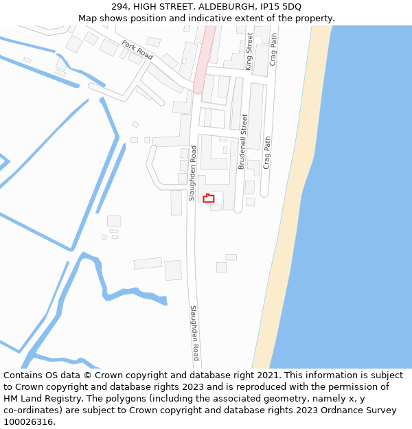 294, HIGH STREET, ALDEBURGH, IP15 5DQ: Location map and indicative extent of plot