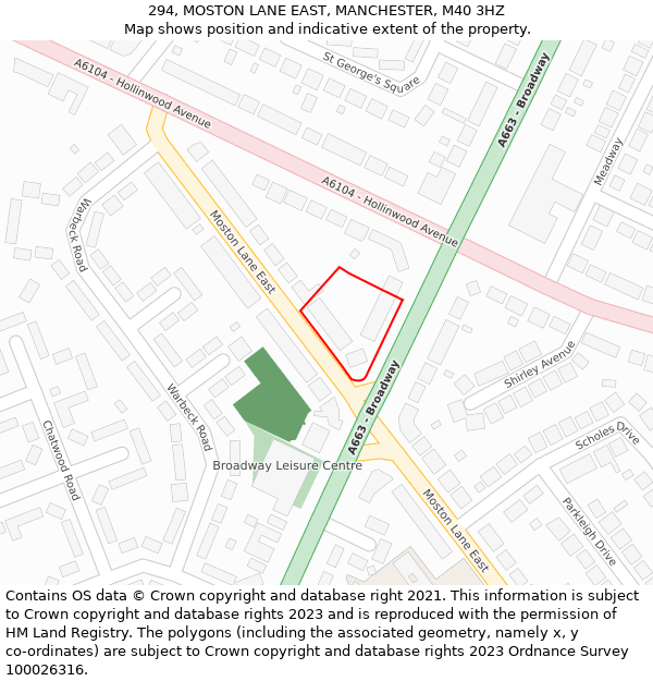 294, MOSTON LANE EAST, MANCHESTER, M40 3HZ: Location map and indicative extent of plot