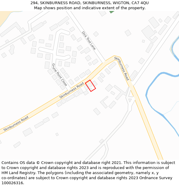 294, SKINBURNESS ROAD, SKINBURNESS, WIGTON, CA7 4QU: Location map and indicative extent of plot