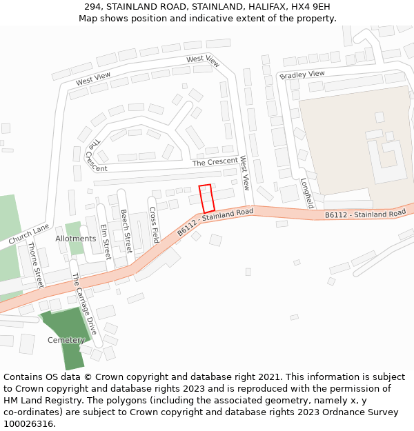 294, STAINLAND ROAD, STAINLAND, HALIFAX, HX4 9EH: Location map and indicative extent of plot