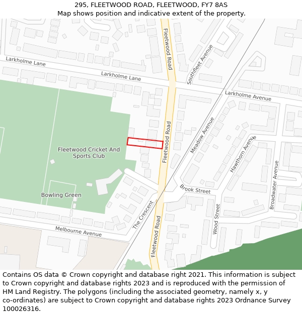 295, FLEETWOOD ROAD, FLEETWOOD, FY7 8AS: Location map and indicative extent of plot