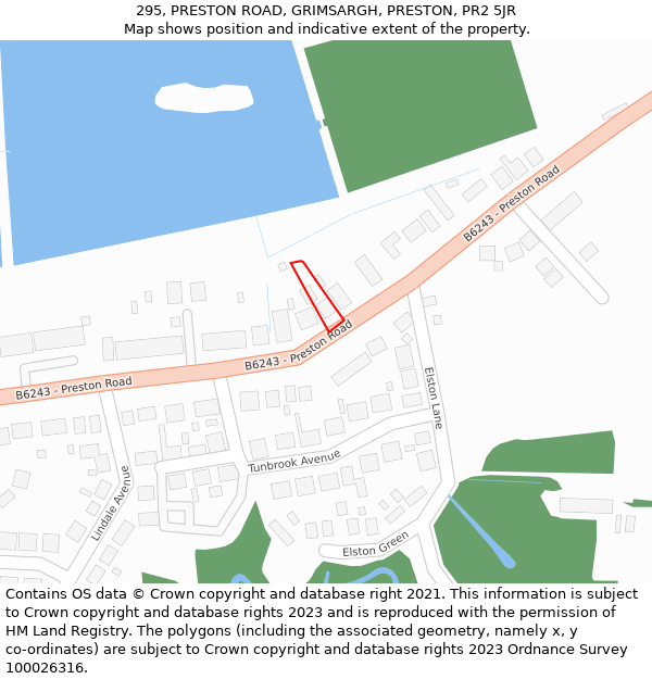 295, PRESTON ROAD, GRIMSARGH, PRESTON, PR2 5JR: Location map and indicative extent of plot