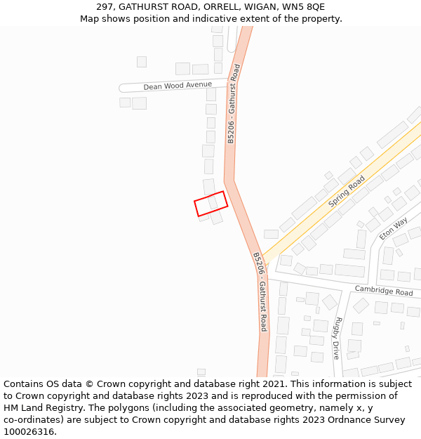 297, GATHURST ROAD, ORRELL, WIGAN, WN5 8QE: Location map and indicative extent of plot