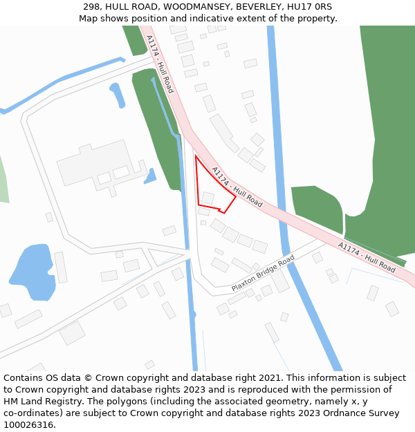 298, HULL ROAD, WOODMANSEY, BEVERLEY, HU17 0RS: Location map and indicative extent of plot