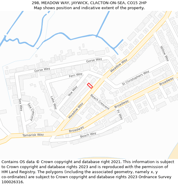 298, MEADOW WAY, JAYWICK, CLACTON-ON-SEA, CO15 2HP: Location map and indicative extent of plot