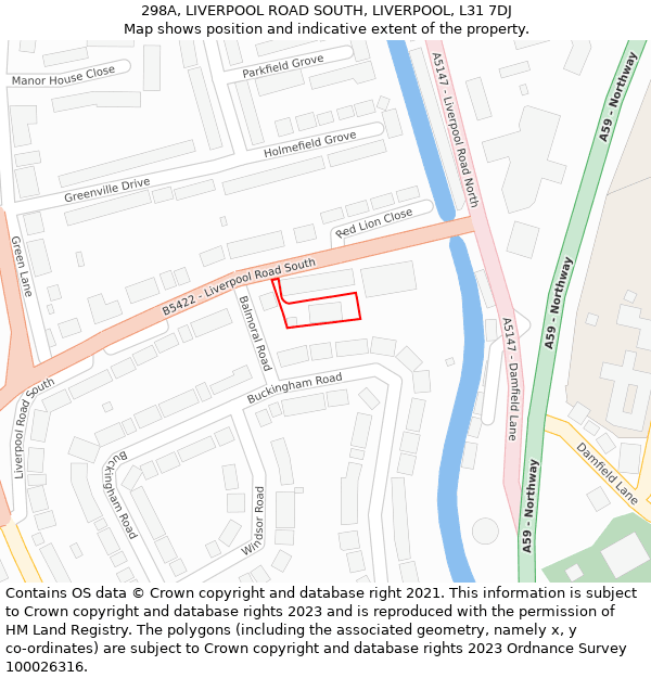 298A, LIVERPOOL ROAD SOUTH, LIVERPOOL, L31 7DJ: Location map and indicative extent of plot