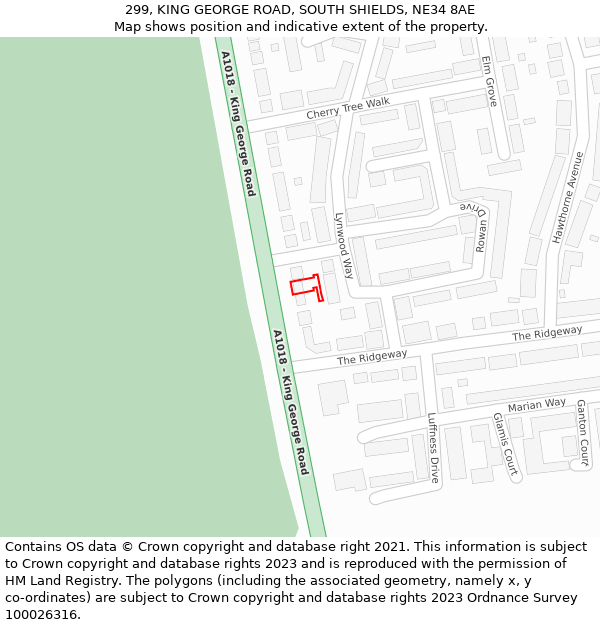 299, KING GEORGE ROAD, SOUTH SHIELDS, NE34 8AE: Location map and indicative extent of plot