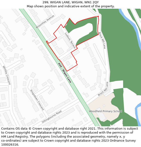 299, WIGAN LANE, WIGAN, WN1 2QY: Location map and indicative extent of plot