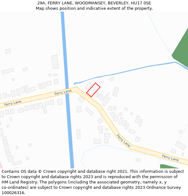 29A, FERRY LANE, WOODMANSEY, BEVERLEY, HU17 0SE: Location map and indicative extent of plot