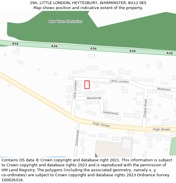 29A, LITTLE LONDON, HEYTESBURY, WARMINSTER, BA12 0ES: Location map and indicative extent of plot