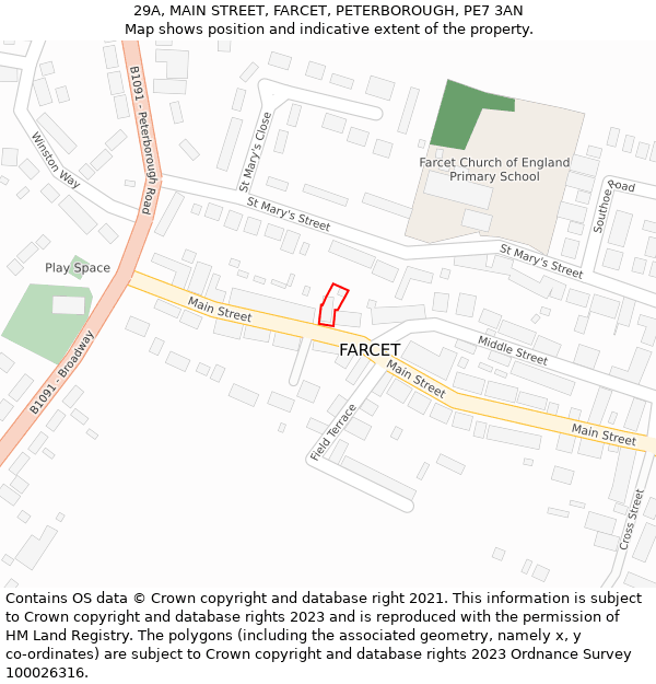 29A, MAIN STREET, FARCET, PETERBOROUGH, PE7 3AN: Location map and indicative extent of plot