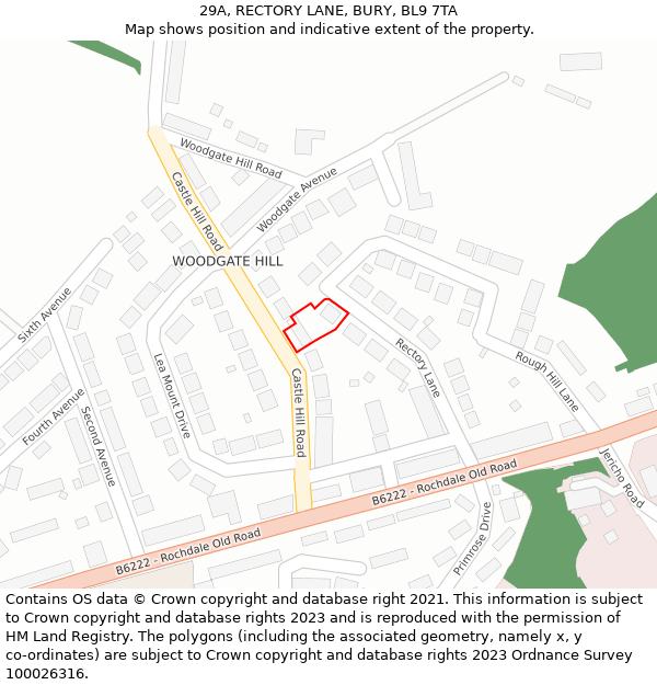29A, RECTORY LANE, BURY, BL9 7TA: Location map and indicative extent of plot